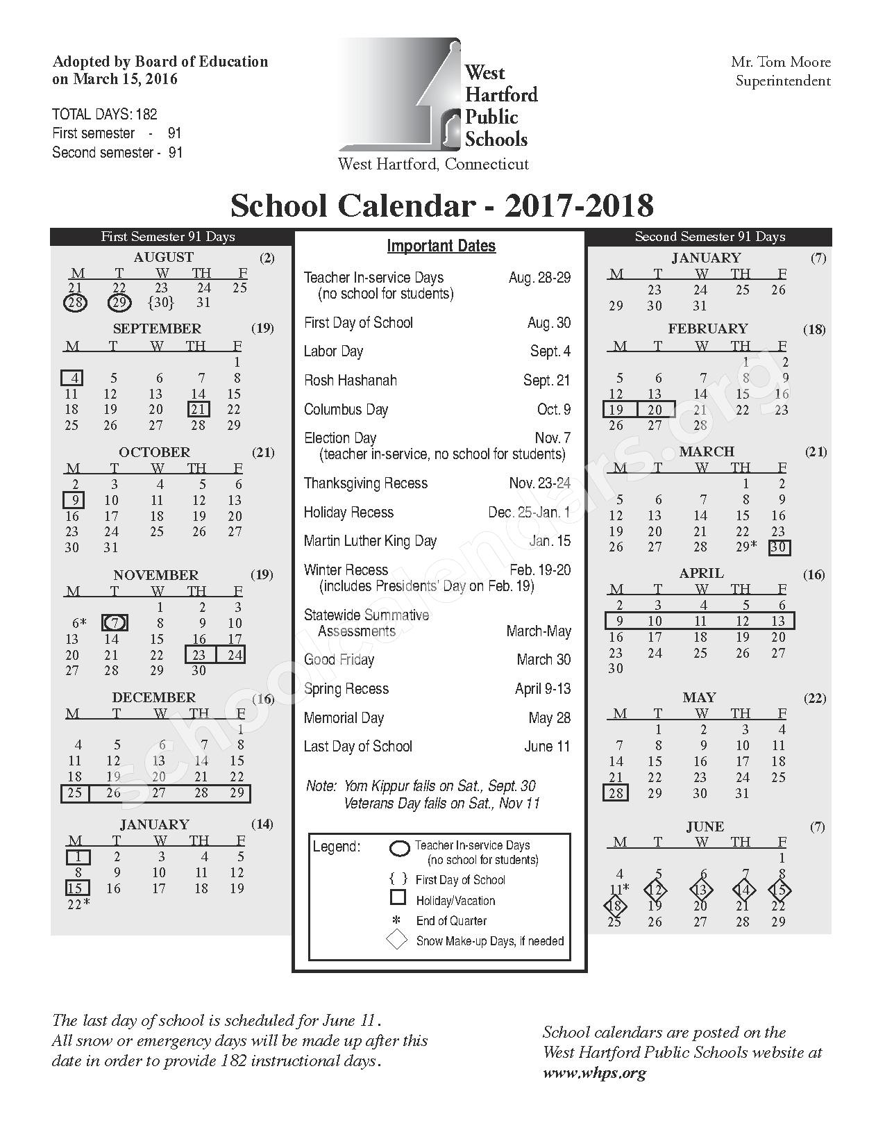 West Hartford Public Schools Calendar 2023 Schoolcalendars