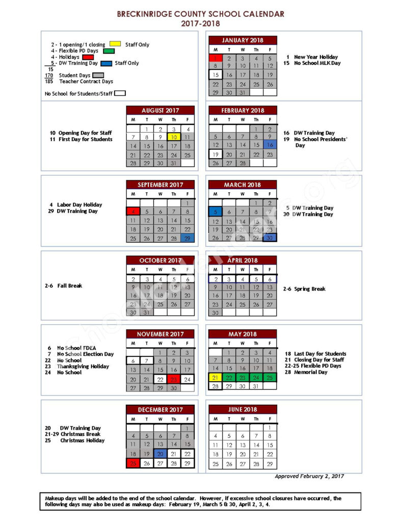 Breckinridge County School District Calendars Hardinsburg KY