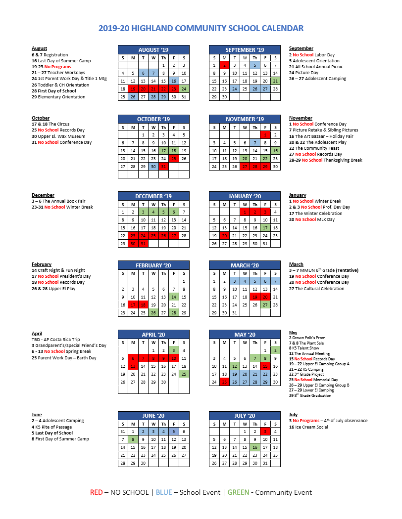 Highland Elementary School Calendar 2023 Schoolcalendars
