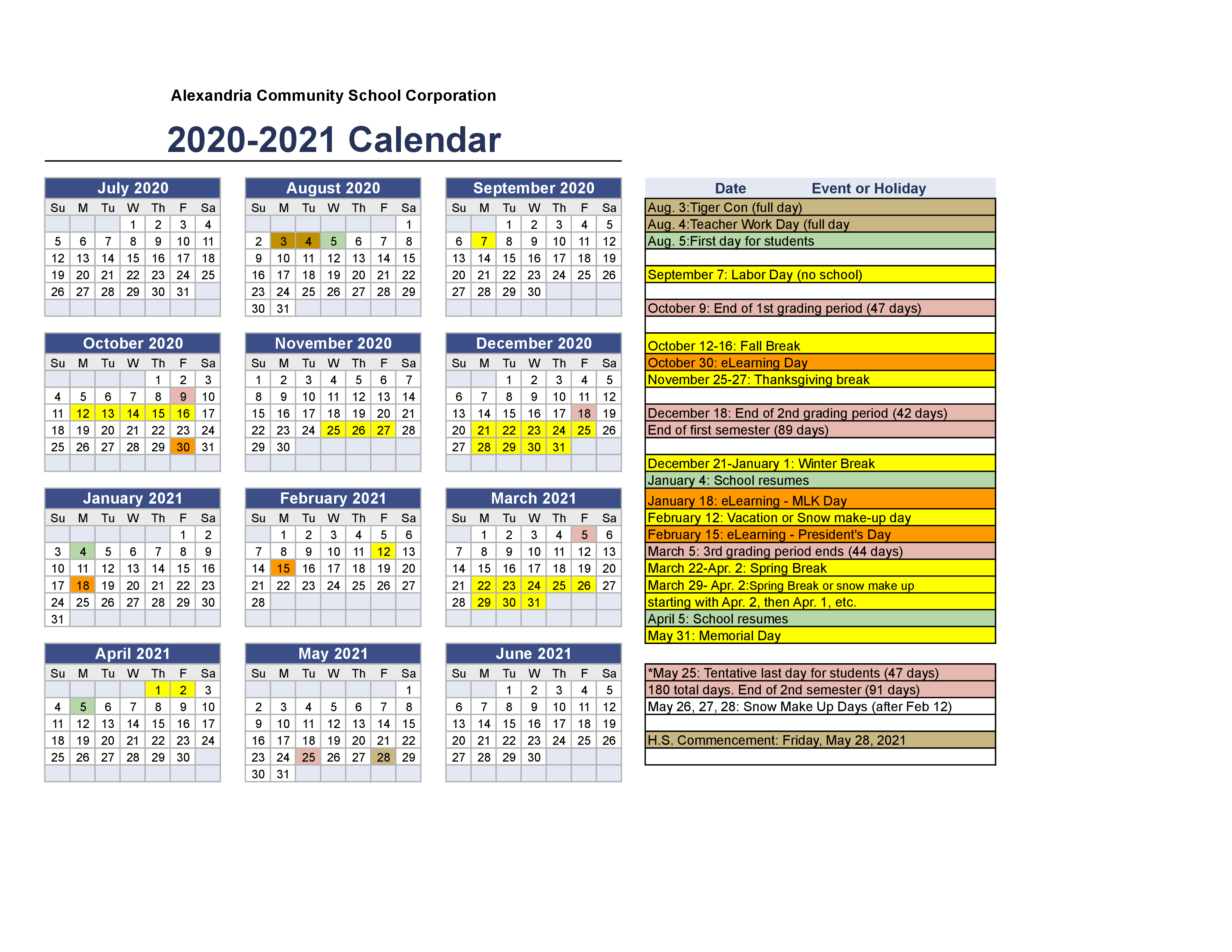 Carmel Clay Schools Calendar 2020 2021 Printable Calendars 2021 