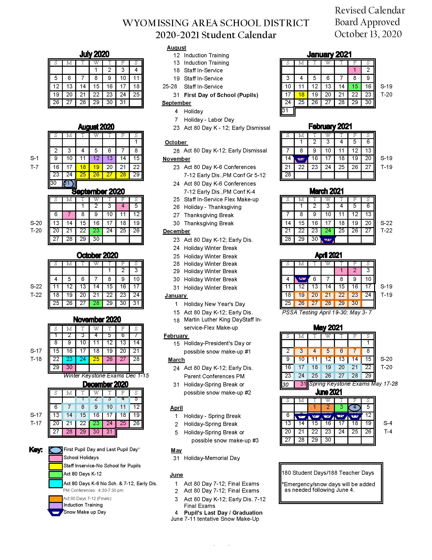 Wyomissing School District Calendar 2022 - Schoolcalendars.net