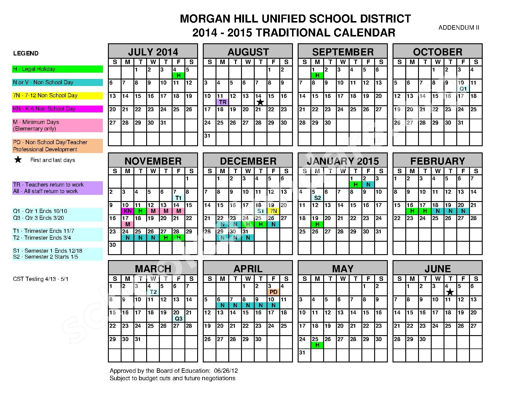 Central School District Calendar 2022