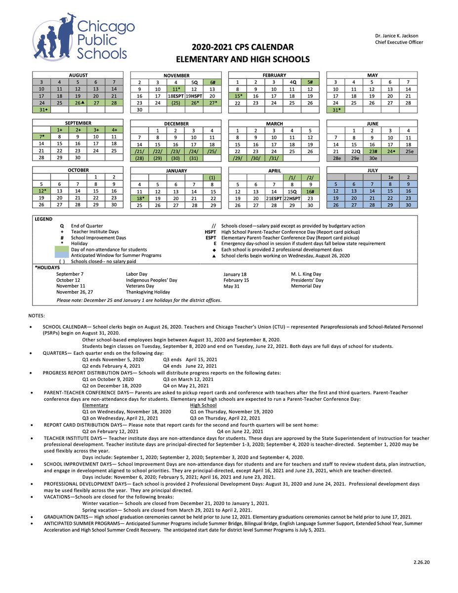 Chicago Public Schools Calendar 2022 21 2022