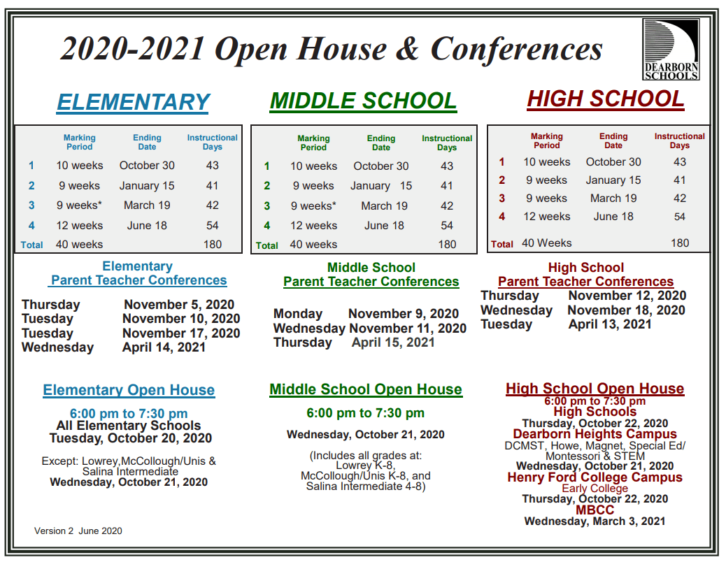 Dearborn Public Schools Calendar 21-22 2023 - Schoolcalendars.net