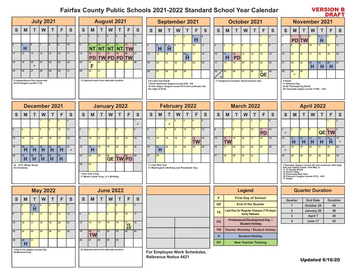 Fairfax County Public Schools 2022-22 Calendar 2024 - Schoolcalendars.net
