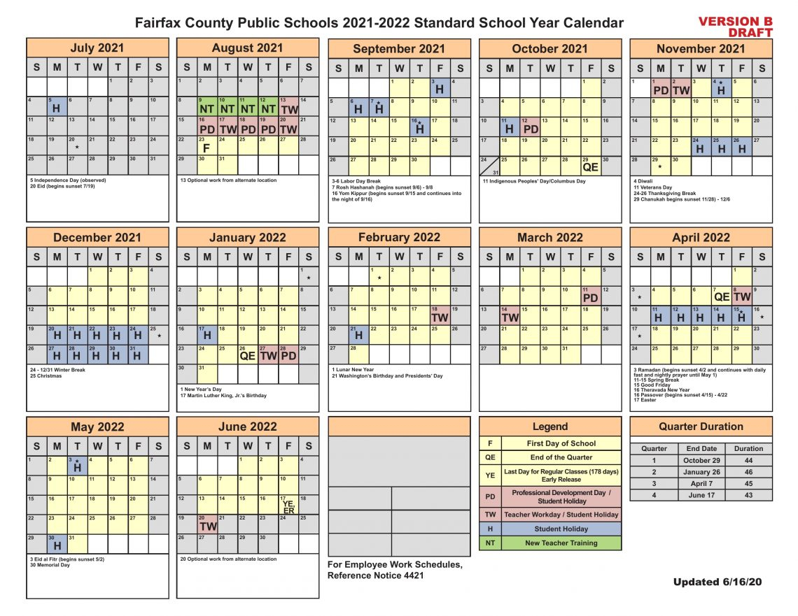 Fairfax County Public Schools 2022 22 Calendar 2022 Schoolcalendars
