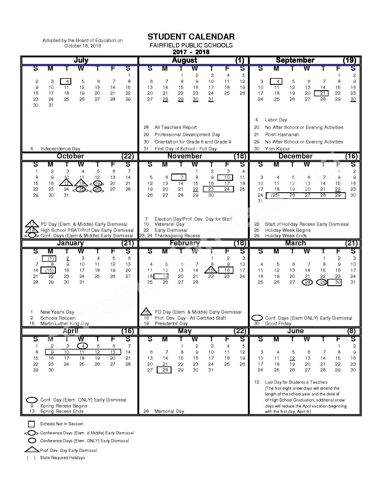Fairfield Public Schools Calendar 2024 Schoolcalendars