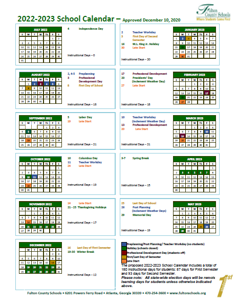 Fulton County School Calendar 2023 - Schoolcalendars.net