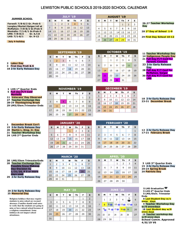 Lewiston High School Calendar 2023