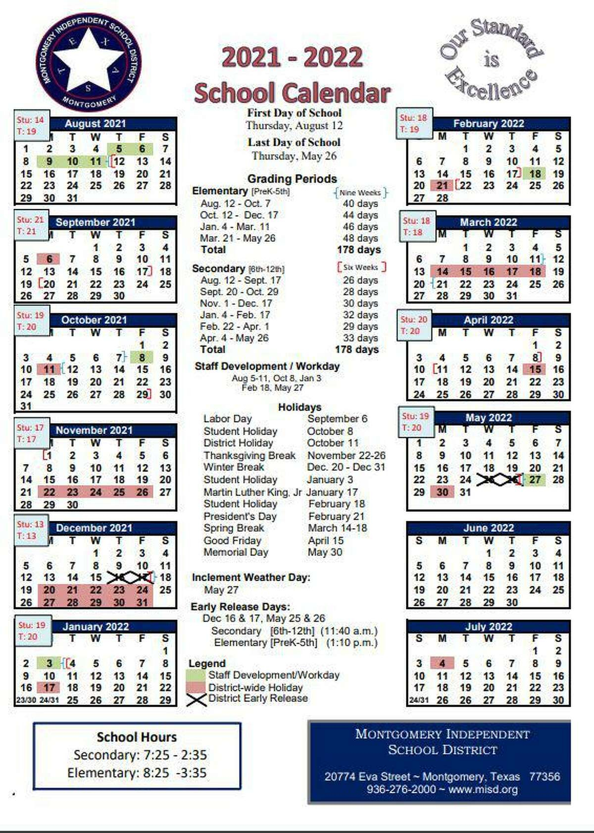 Montgomery Township School District Calendar 2023
