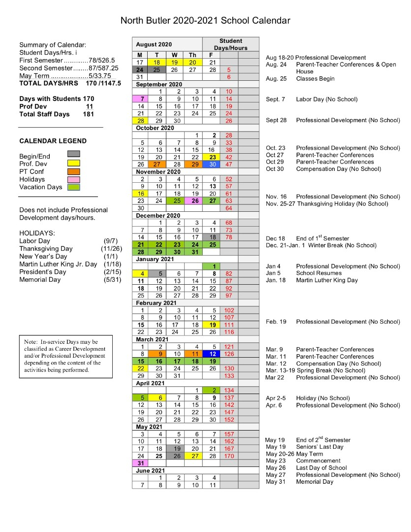 Butler Area School District Calendar 2022