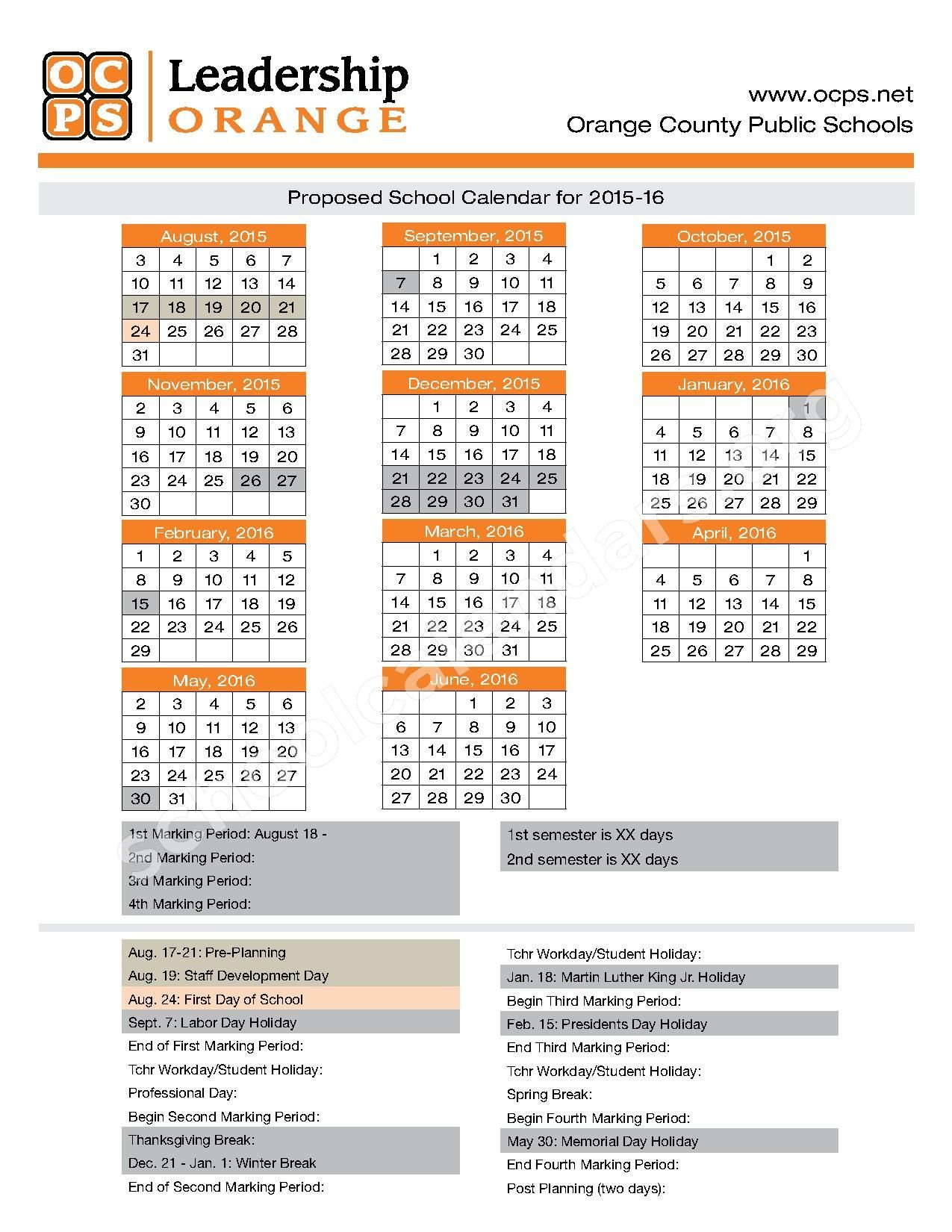 Orange County Public Schools Calendar 2023