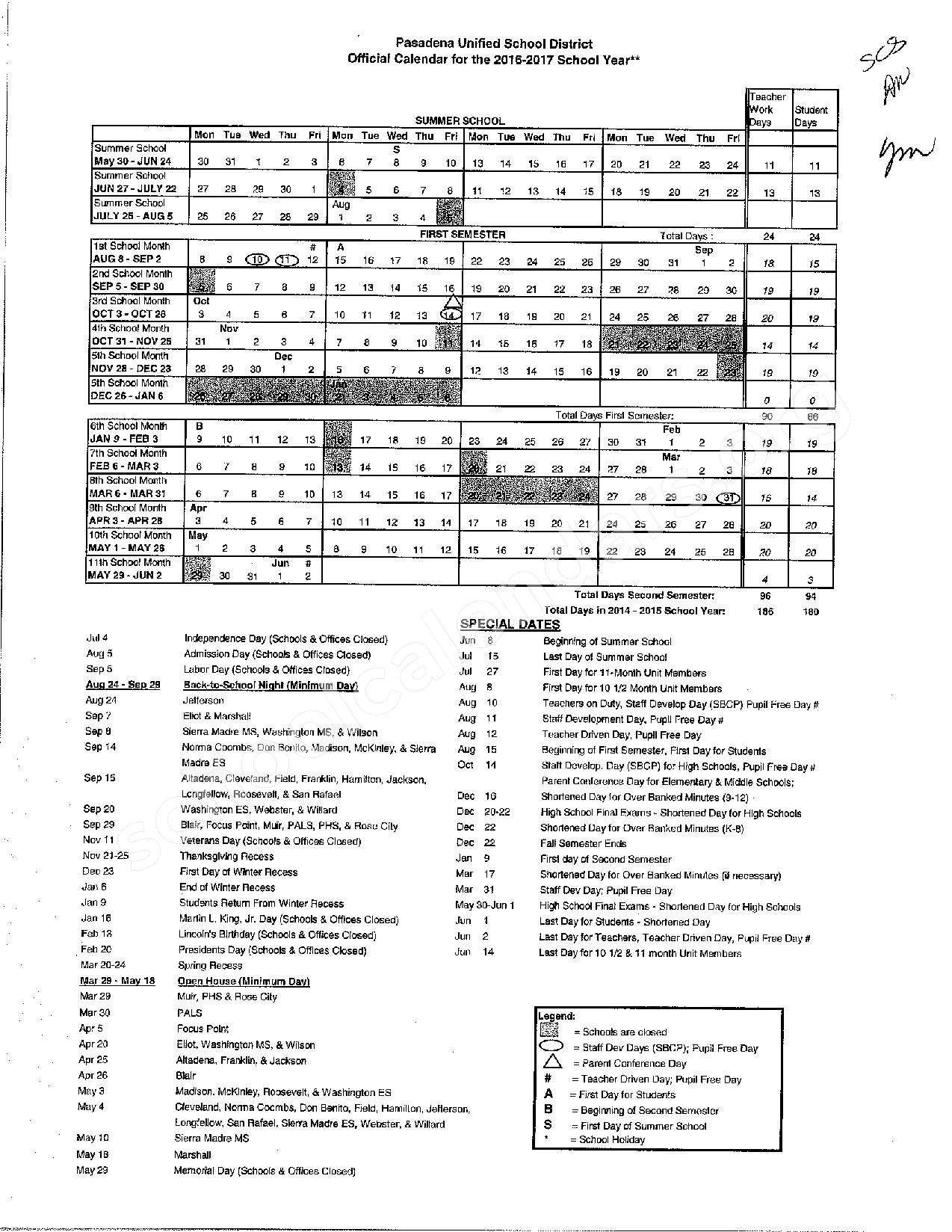 Pasadena Unified School District Calendar 2022 Schoolcalendars