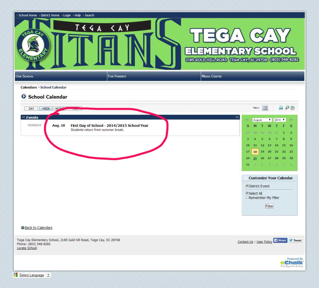 August 18 2014 First Day Of School For Tega Cay Elementary See Tega 