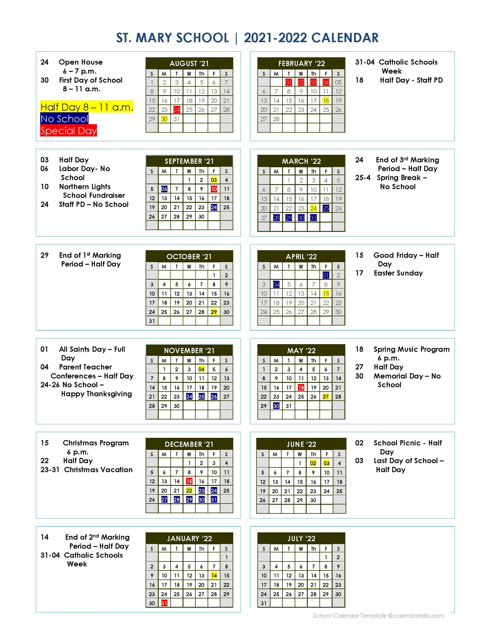 St Marys County Schools Calendar 2022