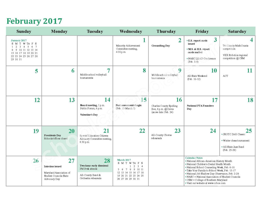 Charles County Public Schools Calendars La Plata MD