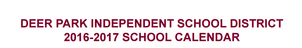 Deer Park Jr High School District Instructional Calendar Deer Park
