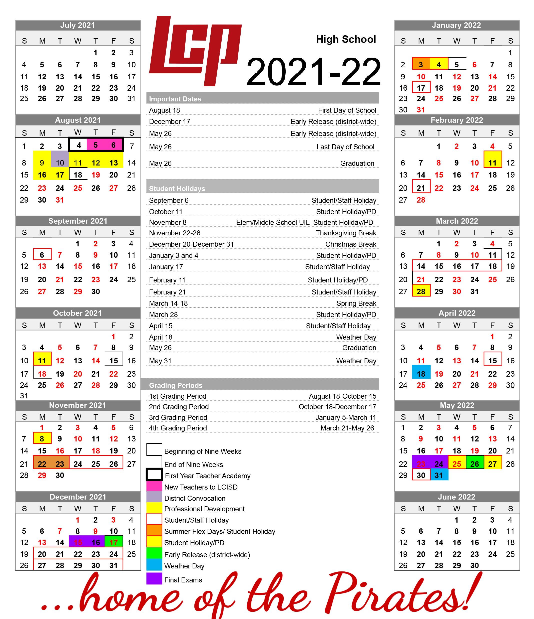 Proctor High School Calendar 2023 - Schoolcalendars.net