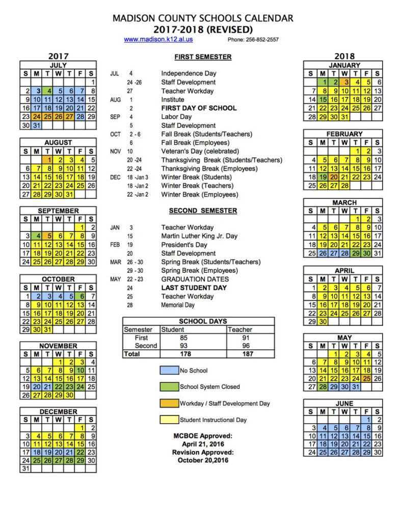 Madison County Schools School Year Calendar Printable Calendar 2020 2021