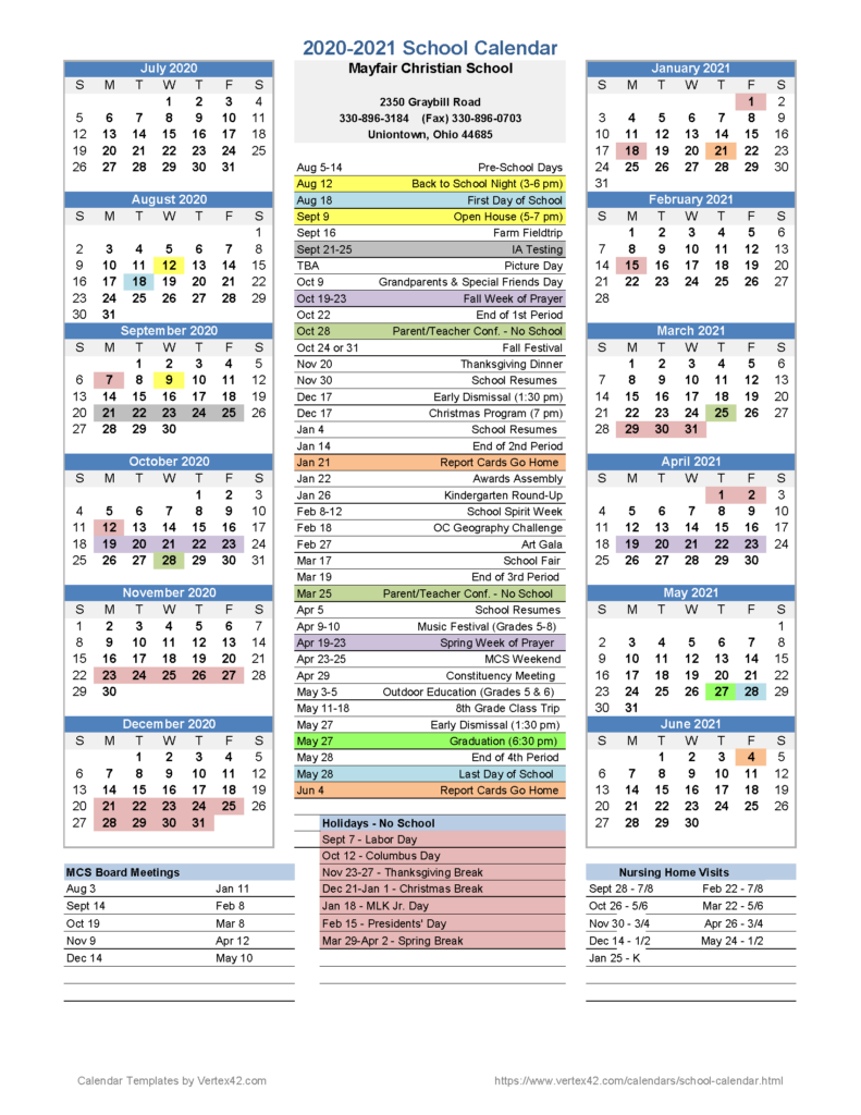 Ohio County Schools Calendar 2020 2021 Wheeling Printable Calendar
