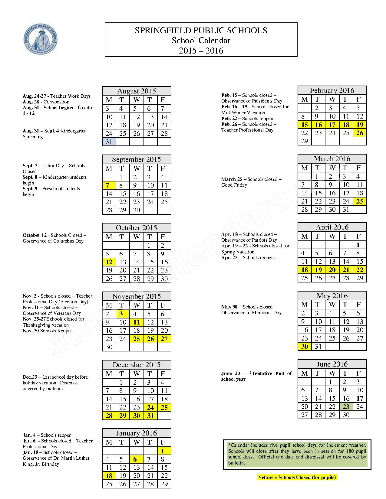Springfield Missouri Public Schools Calendar 2022 - Schoolcalendars.net