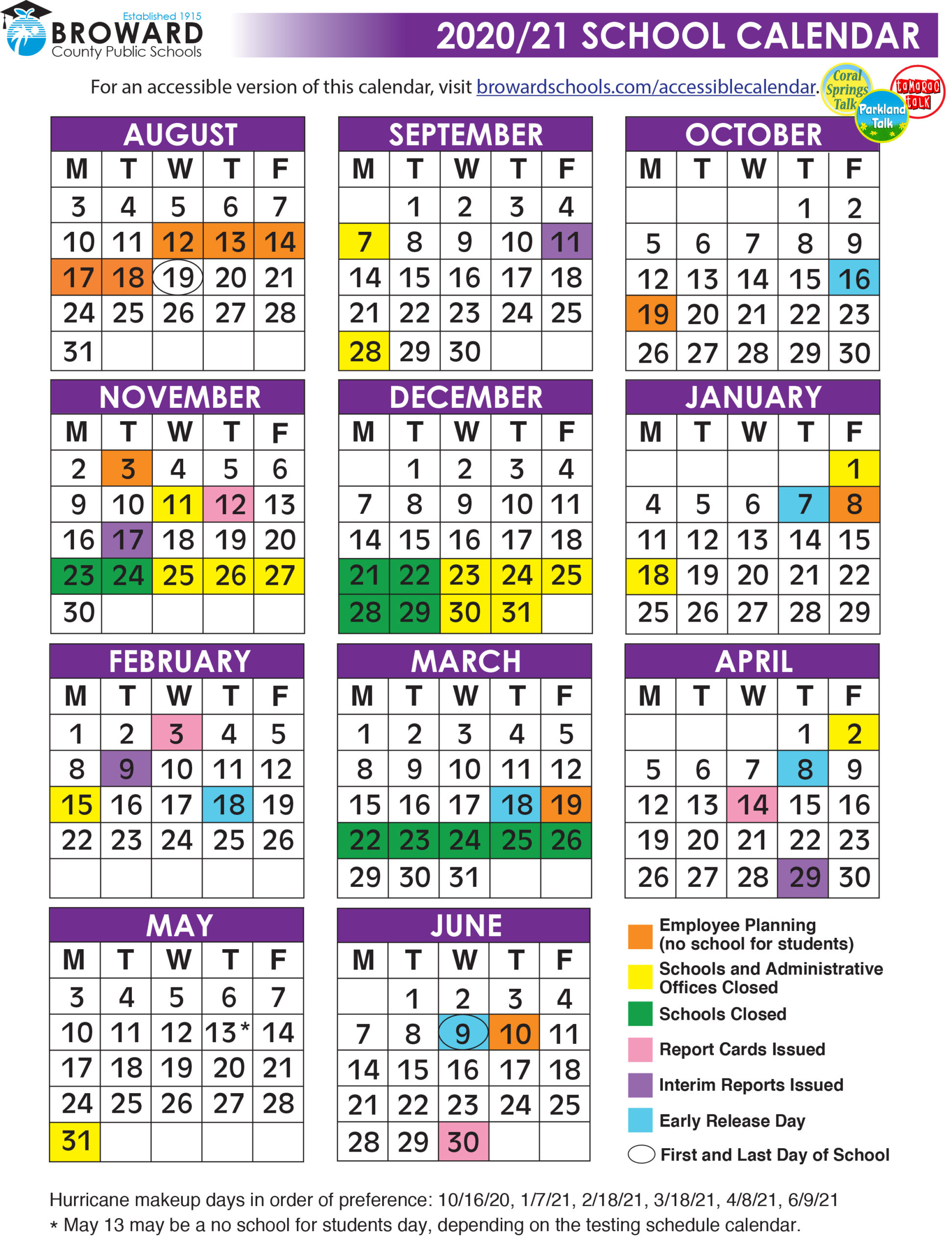 The School District Of Palm Beach County School Calendar 2020 2021