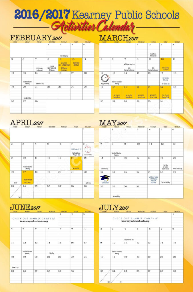 2016 2017 KPS Activities Calendar Kearney Public Schools Kearney NE