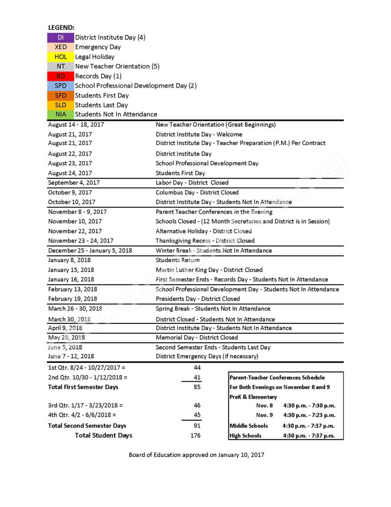 2017 2018 School Calendar Waukegan Community Unit School District
