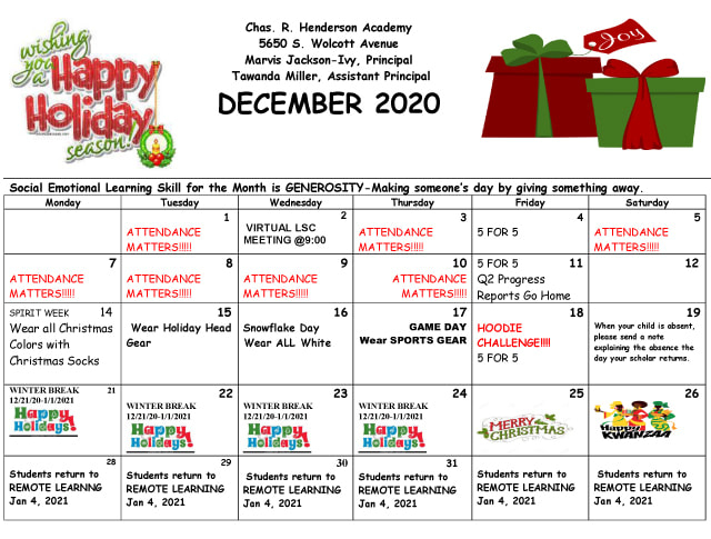 Calendar Charles R Henderson Elementary
