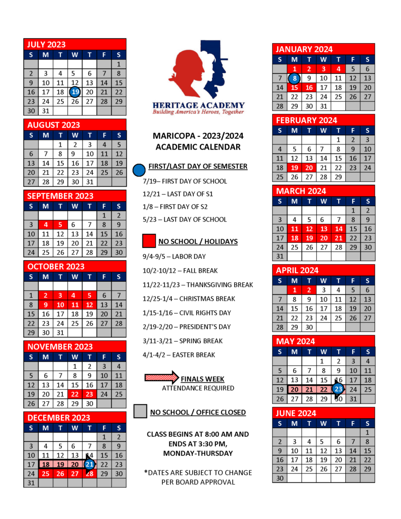 Calendars Heritage Academy Maricopa