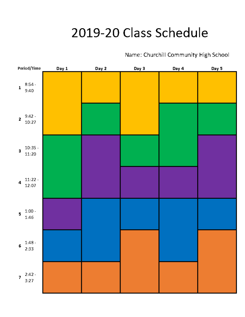 Class Schedule School Calendar Churchill Community High School La
