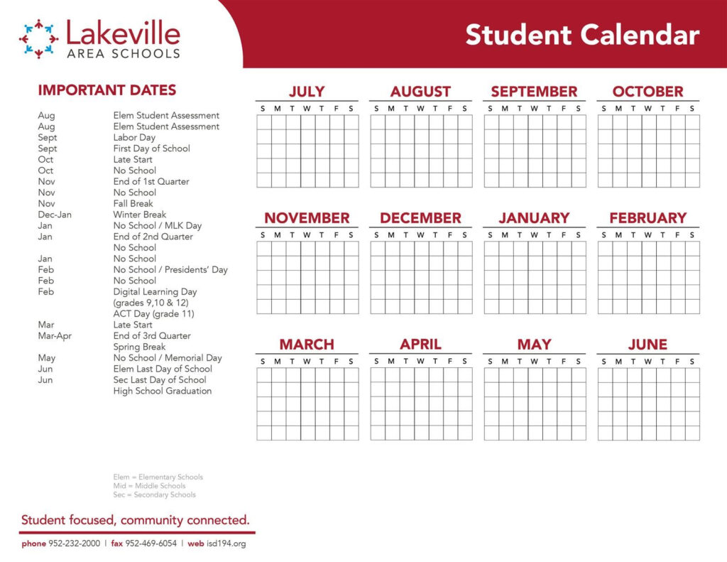 Lakeville South High School Calendars