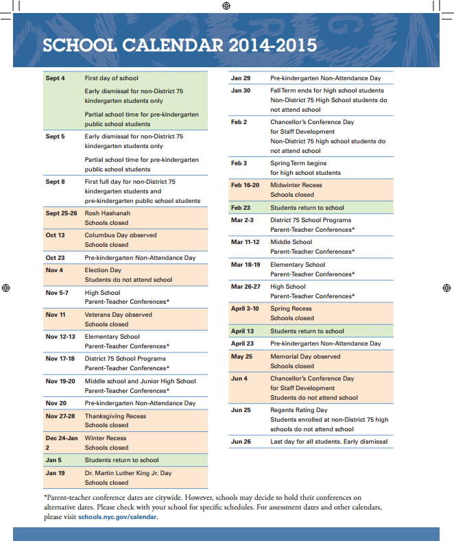 NYC Schools Calendar Astor Collegiate Academy