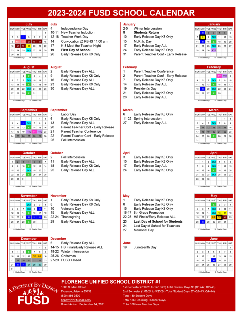 Our Schools District Calendars