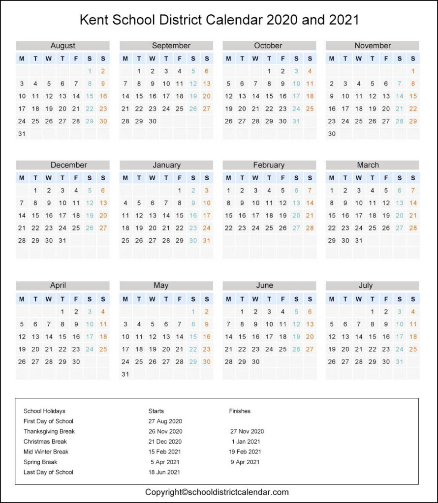 School Calendar For Kent School District Archives School District