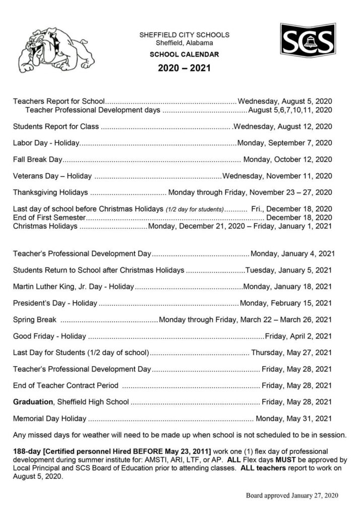 Sheffield City Schools Calendar 2022 2023