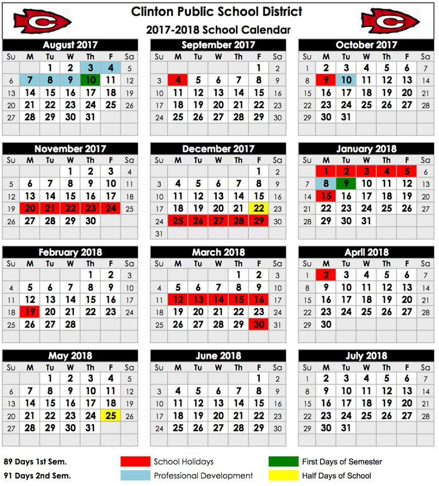 The Clinton Courier On Twitter The Official 2017 2018 Academic School 