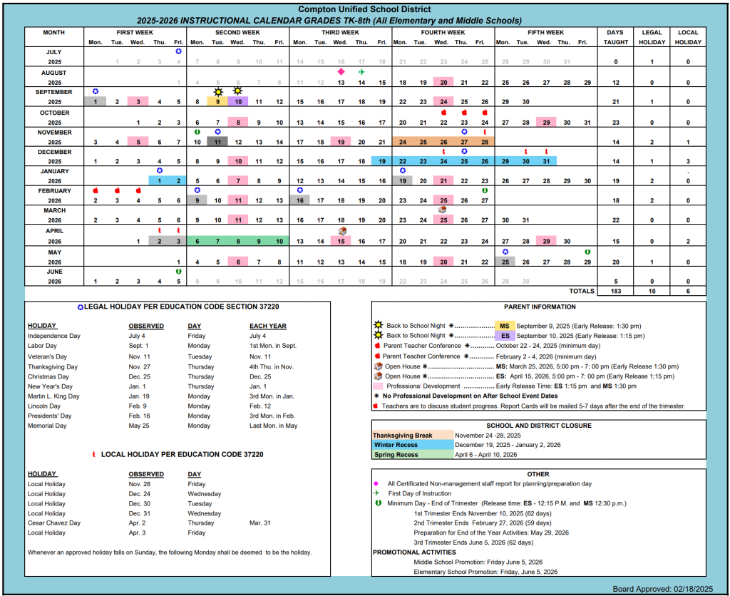 2022 2023 Instructional Calendars Compton Teachers Union