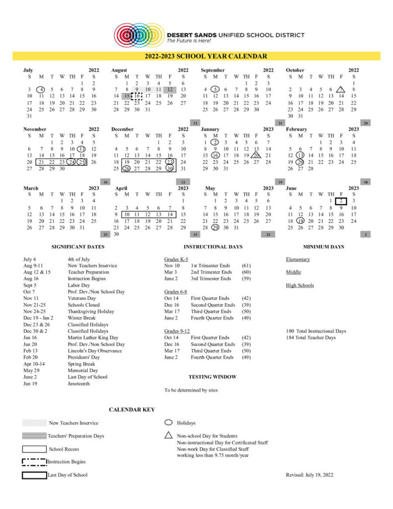 2022 23 School Year Calendar 2022 23 School Year Calendar