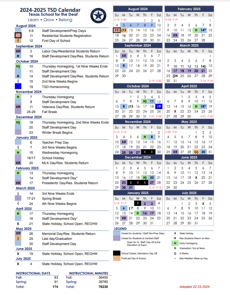 2024 2025 Texas School For Deaf Calendar Texas School For The Deaf