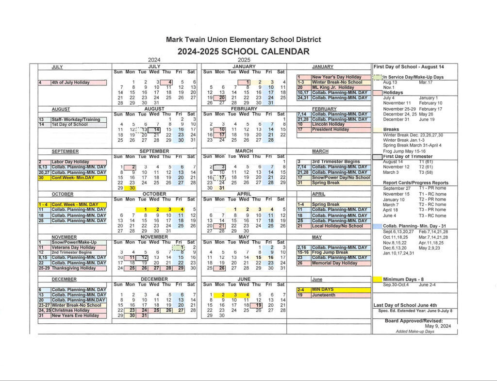 2024 25 School Calendar Mark Twain Elementary