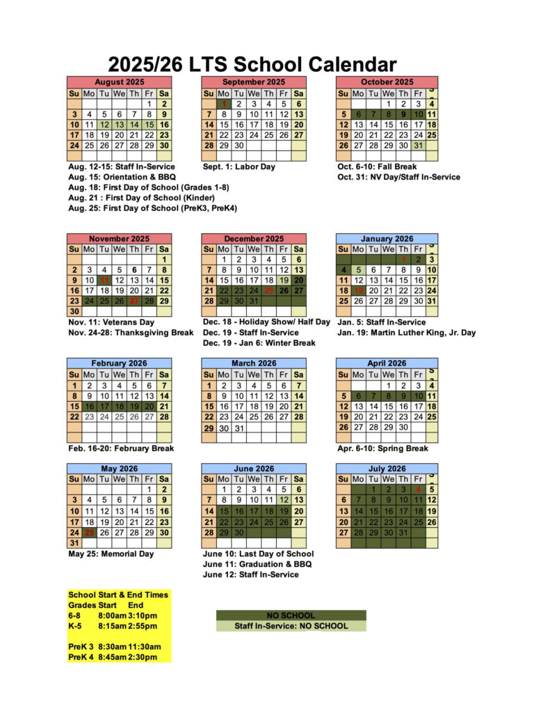 2025 2026 School Calendar Lake Tahoe School