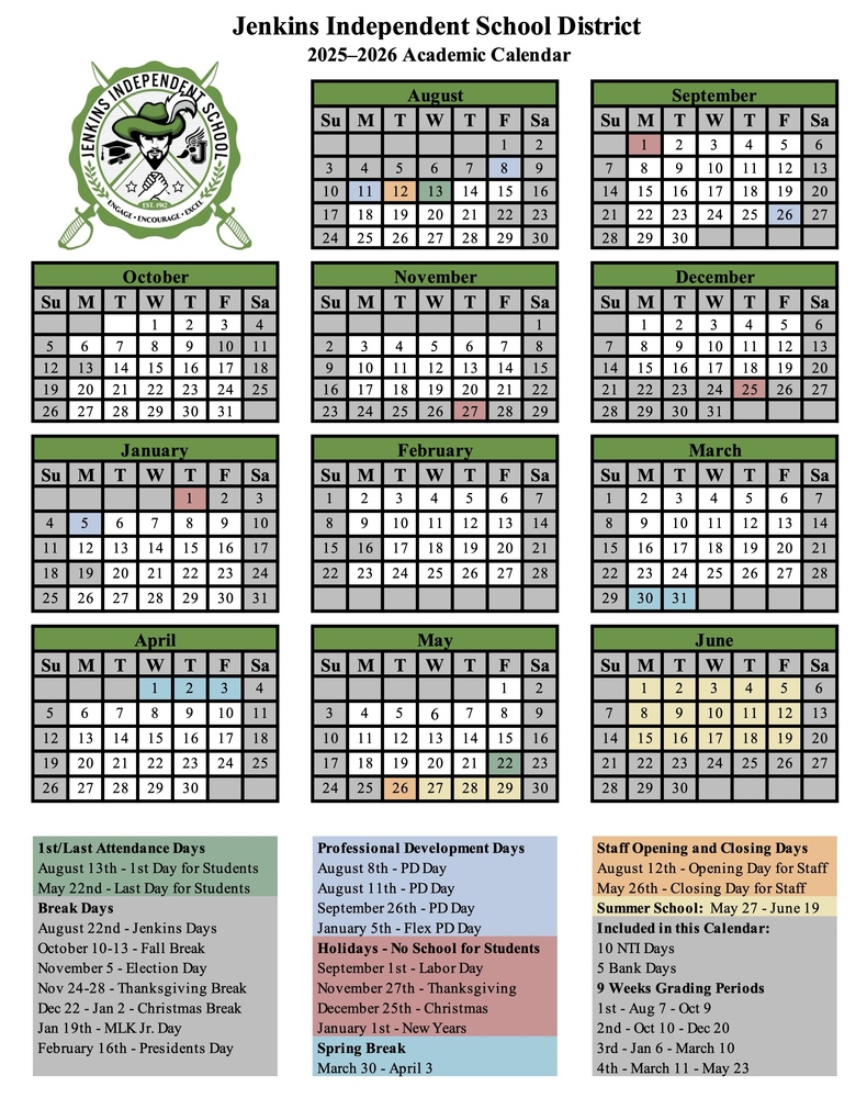 2025 2026 School Calendar Now Available Jenkins Independent Schools