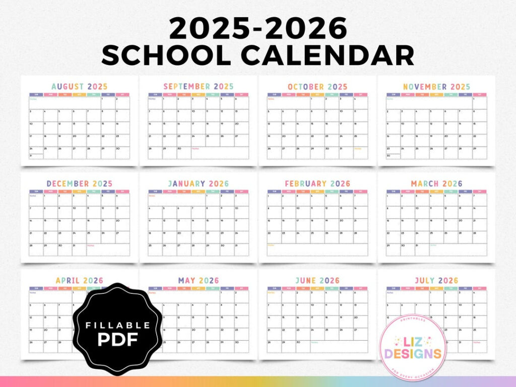 2025 2026 School Year Calendar Printable Editable Monthly Academic Calendar For Teachers Homeschool Students Yearly School Kids Calendar Etsy 2025 2026 School Year Calendar Printable Editable Monthly Academic Calendar For Teachers Homeschool Students Yearly School Kids Calendar Etsy
