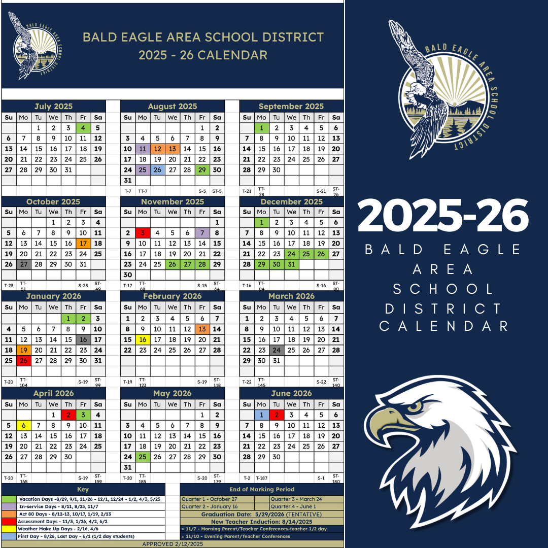 2025 26 School Calendar BALD EAGLE AREA CYBER ACADEMY