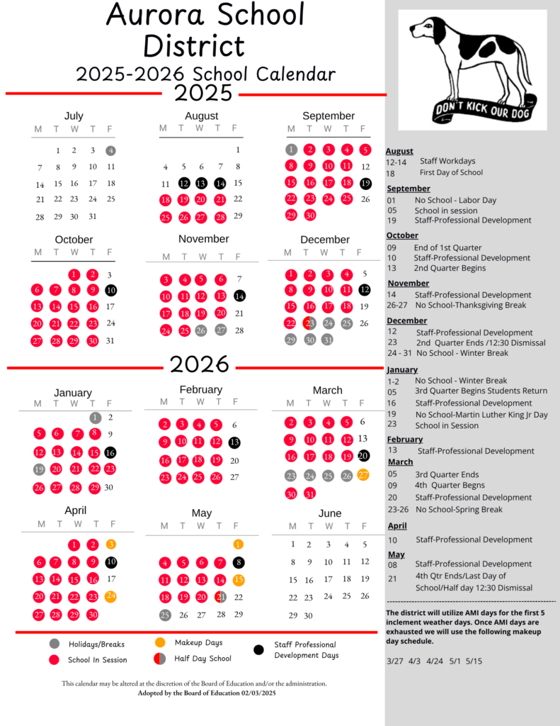 25 26 Calendar Aurora R 8 School District