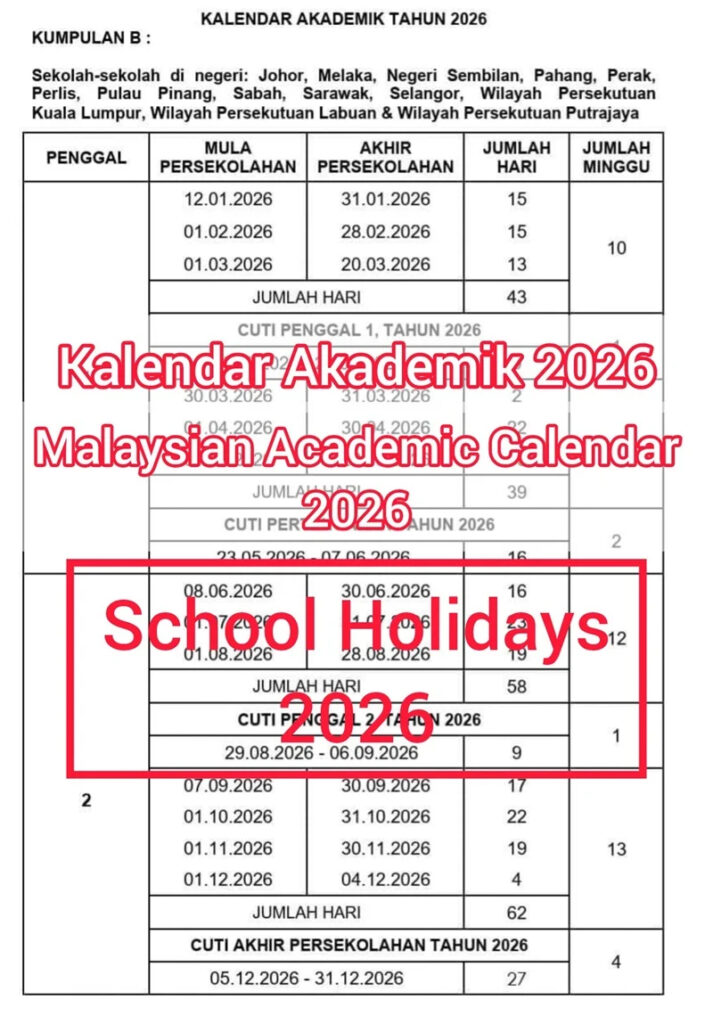 Academic Calendar And School Holidays 2026 For Malaysian Students Tekkaus Malaysia Lifestyle Blogger Influencer