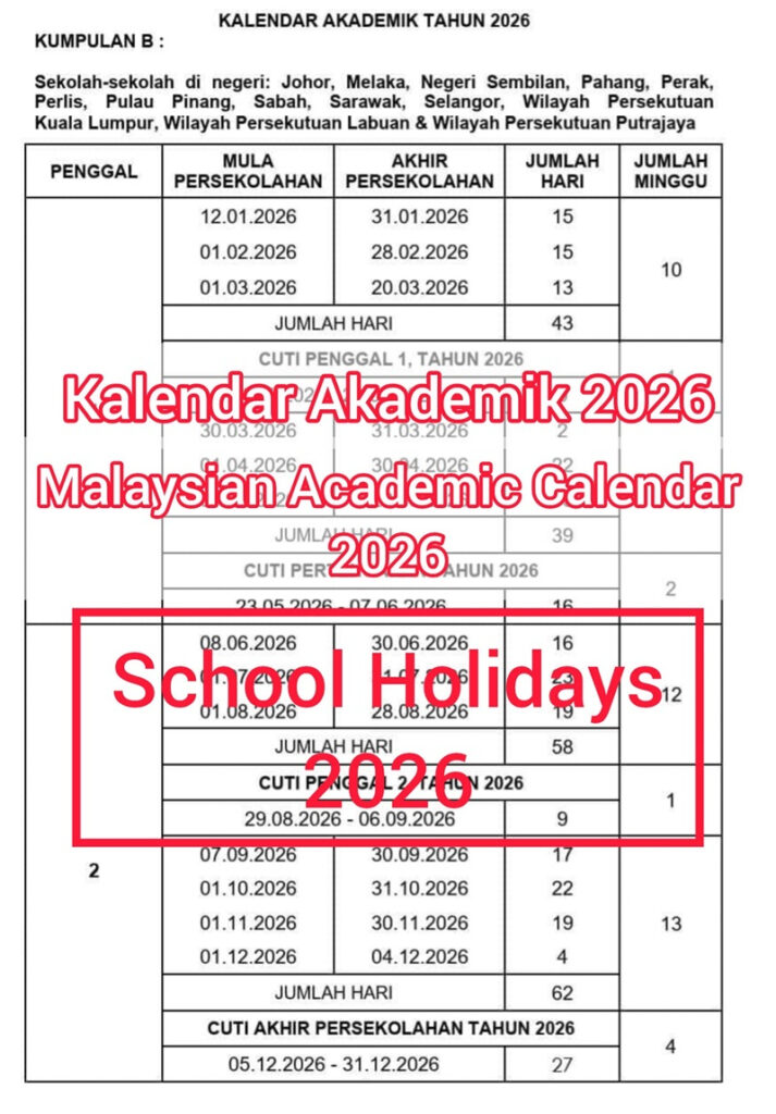 Academic Calendar And School Holidays 2026 For Malaysian Students Tekkaus Malaysia Lifestyle Blogger Influencer