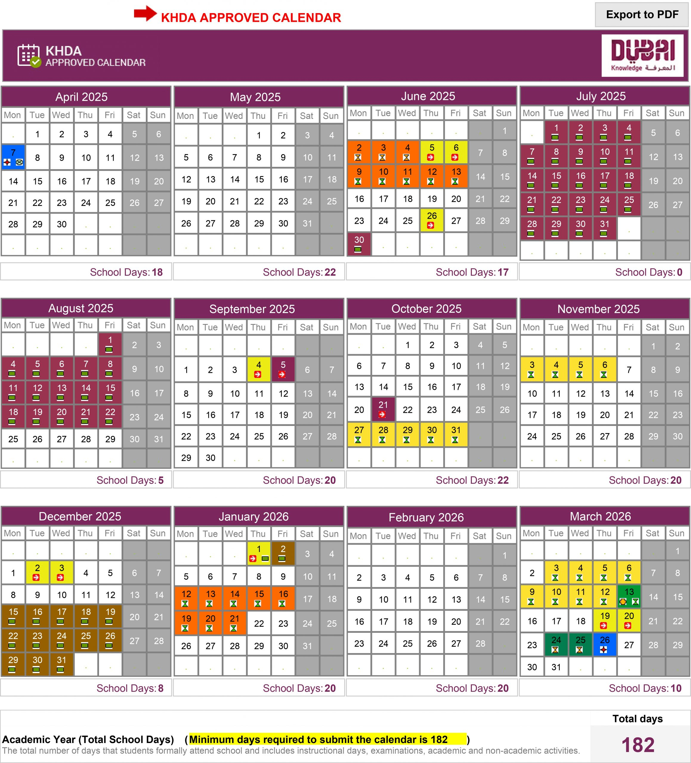 Academic Calendar Crescent English High School