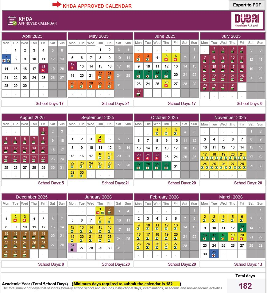 Academic Calendar The Indian High School